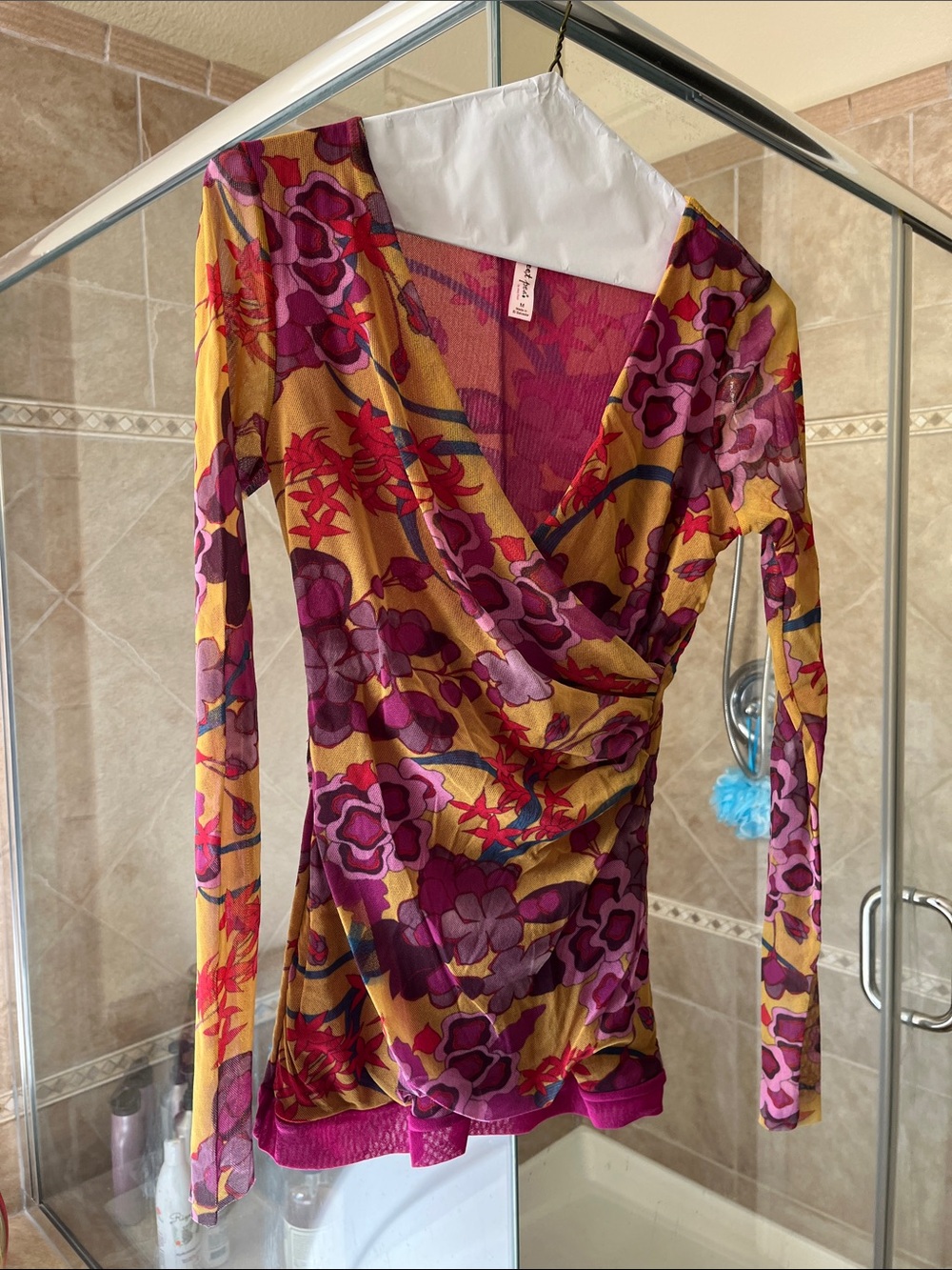 Sweet Pea by Stacy Frati Mustard Floral Wrap Long Sleeve Dress